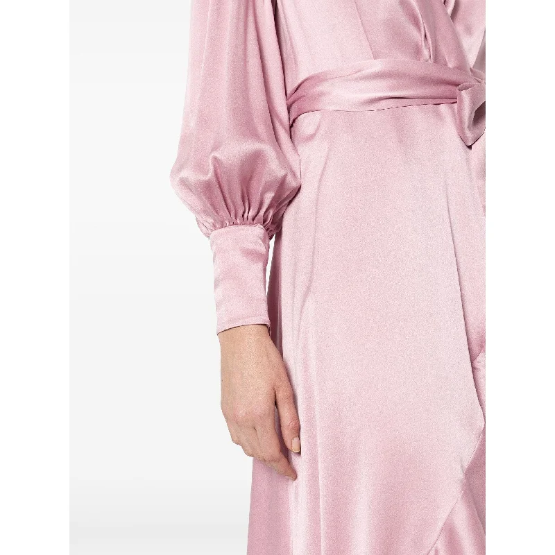 Off-The-Shoulder DressZimmermann Silk Wrap Midi Dress Pink