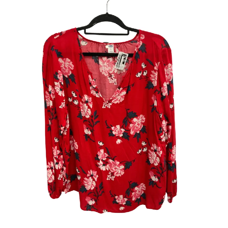 women's tops for those who want to wear versatile pieces that can be dressed up or downTop Long Sleeve By Old Navy In Floral Print, Size: Xl