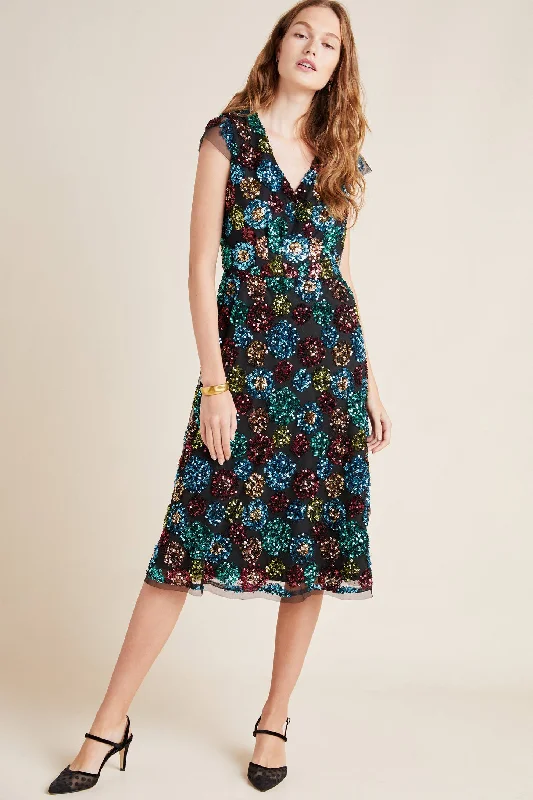 Short-Sleeve DressGlenna Sequined Midi Dress