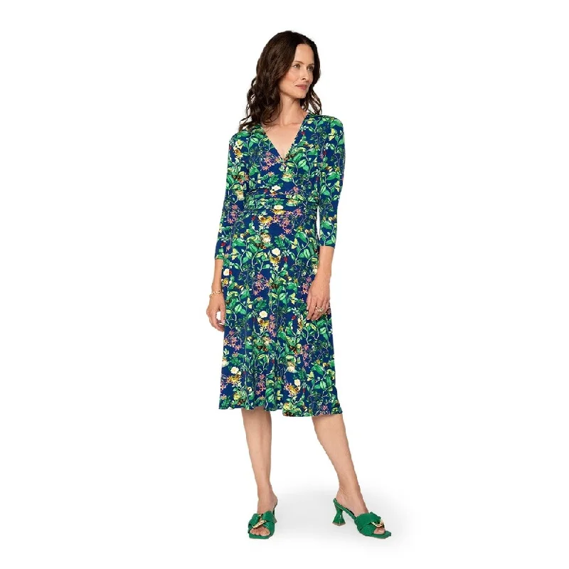 Casual DressLeota's Women Amiya 3/4 Sleeve Midi Butterfly Meadow Navy