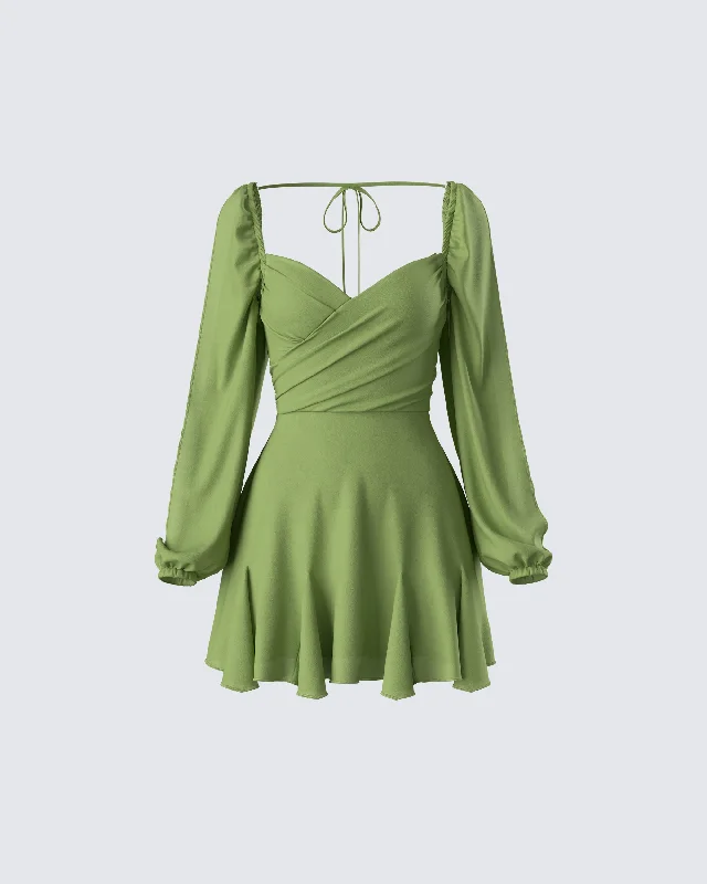 Wrap DressDori Green Cross Front Mini Dress