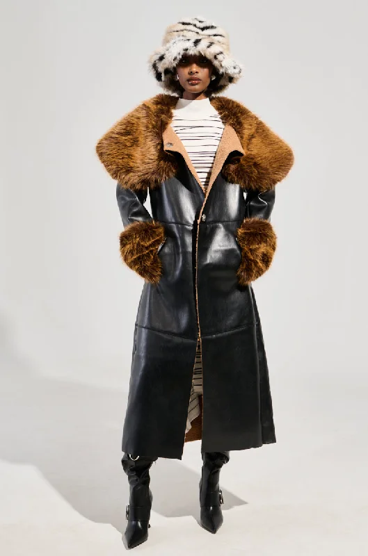 modern women's coatsSIREN FUR TRIM TRENCH COAT