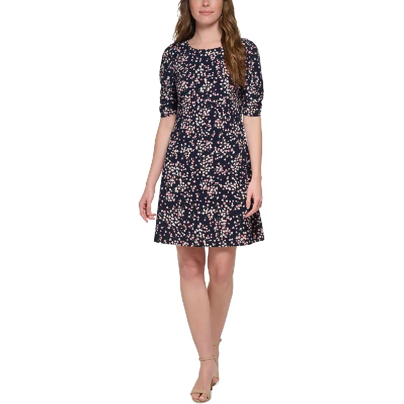 Sleeveless DressTommy Hilfiger Womens Mini Floral Print Shift Dress