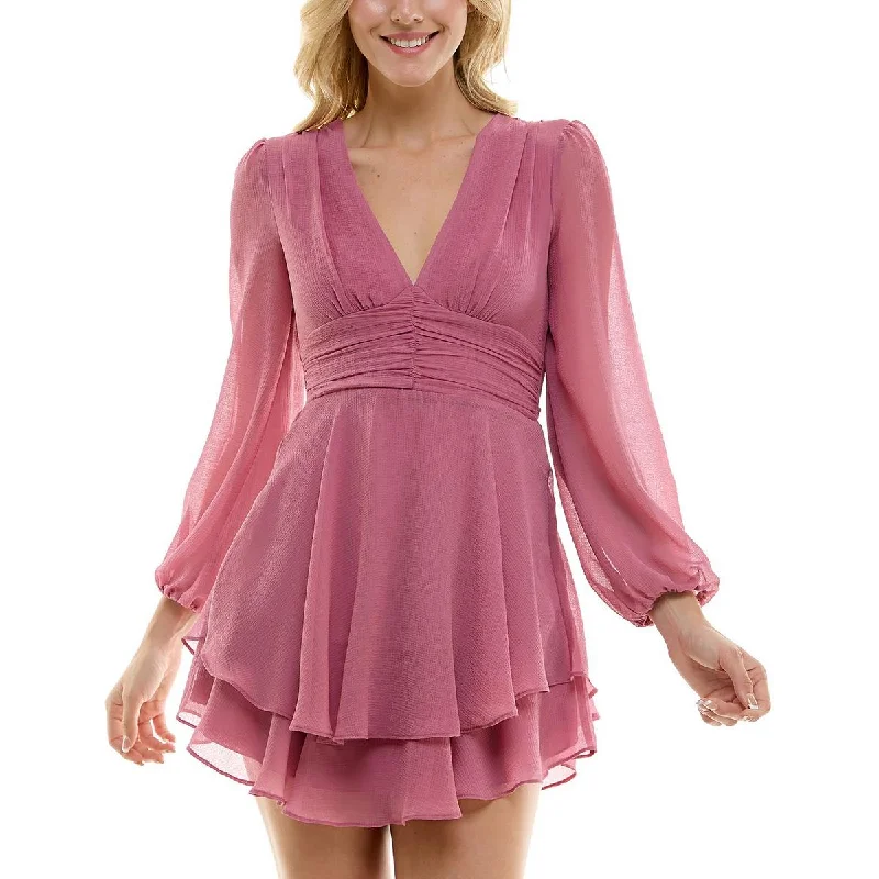 women's everyday dressesB. Darlin Womens Juniors Ruffled Mini Cocktail And Party Dress