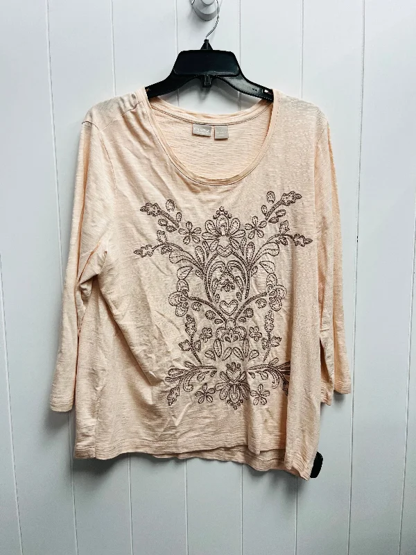 women's tops for those who prefer classic over trendy stylesTop Long Sleeve By Chicos In Pink, Size: Xl