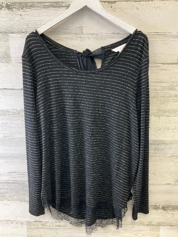 women's tops with unique designsTop Long Sleeve By Lc Lauren Conrad In Black & Gold, Size: Xl