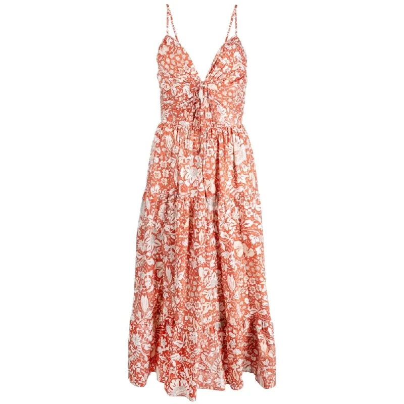 Chic DressUlla Johnson Women's Phoebe Dress Orange Blossom Floral Cut Out Halter Midi