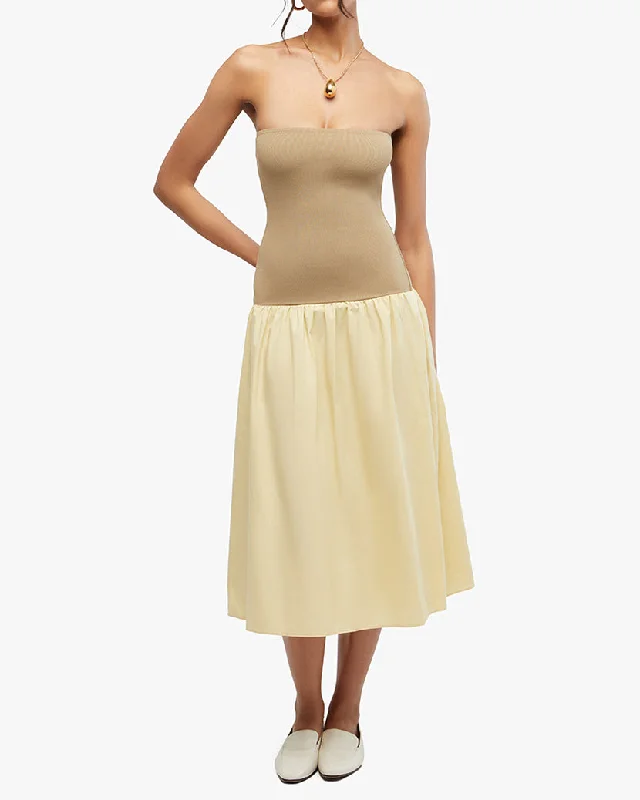 women's wrinkle-resistant dressesRibbed Cotton Midi Dress