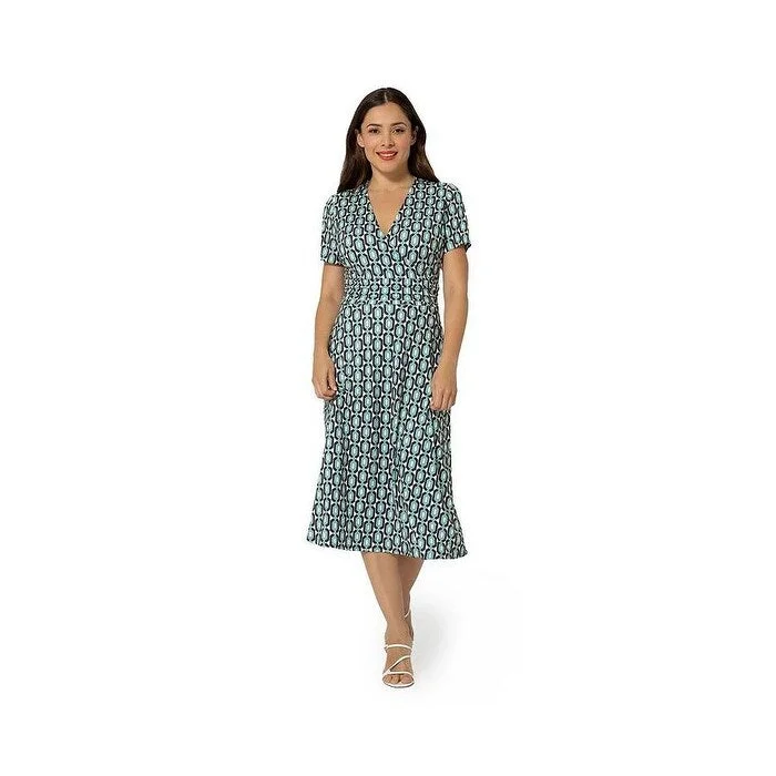 women's pear-shaped body dressesLeota Women's Amiya Midi Perfect Wrap Dress Blue Size Small