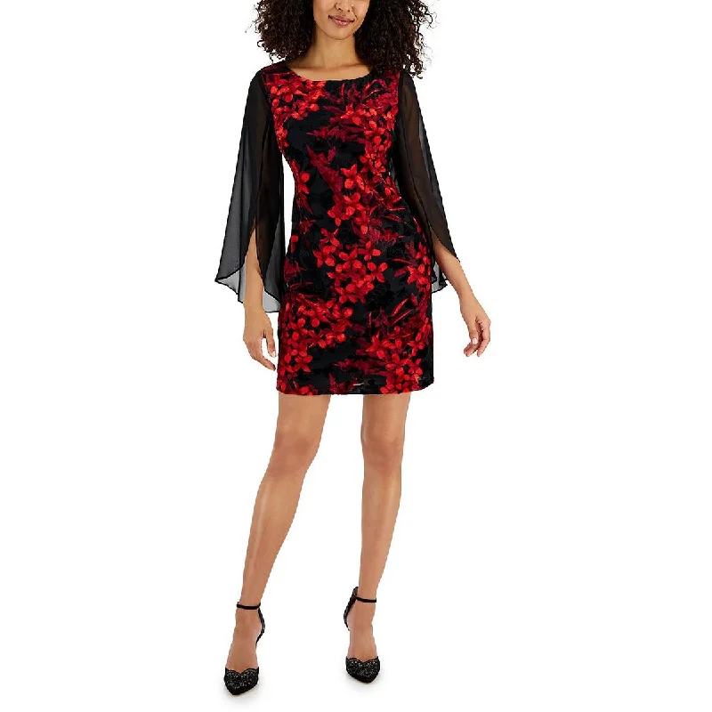 Button-Down DressConnected Apparel Womens Petites Floral Print Mini Sheath Dress