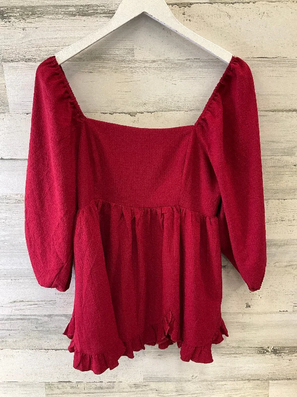 women's tops for creating capsule wardrobesTop Long Sleeve By Entro In Red, Size: L