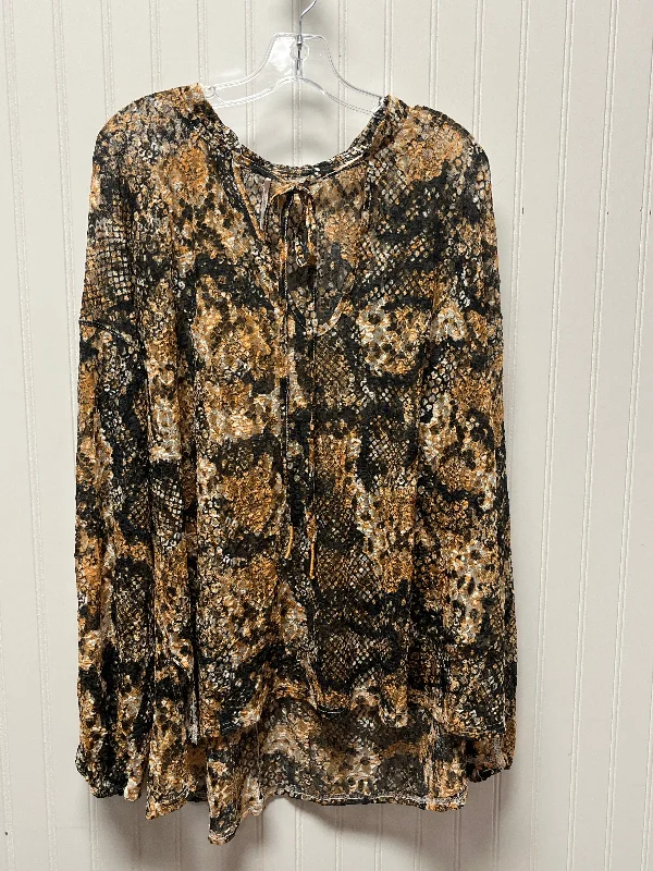 women's tops with sequin embellishmentsTop Long Sleeve By Free People In Black & Orange, Size: L