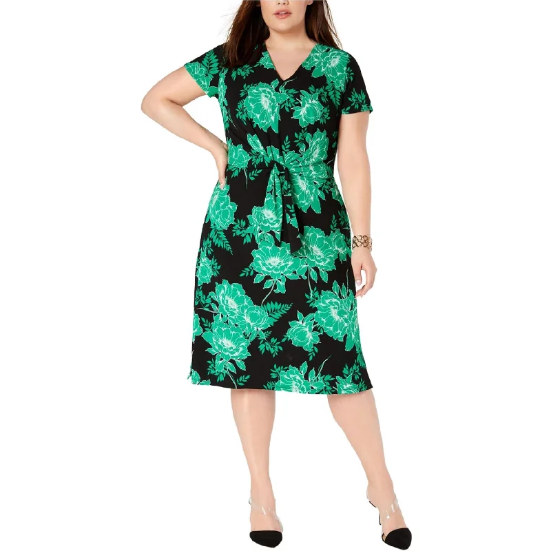 women's mini dressesI-N-C Womens Twist Front Midi Dress, Green, 2X