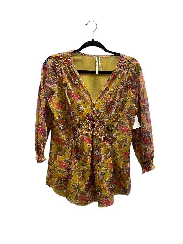 women's tops for smart casual looksTop Long Sleeve By Anthropologie In Yellow, Size: S