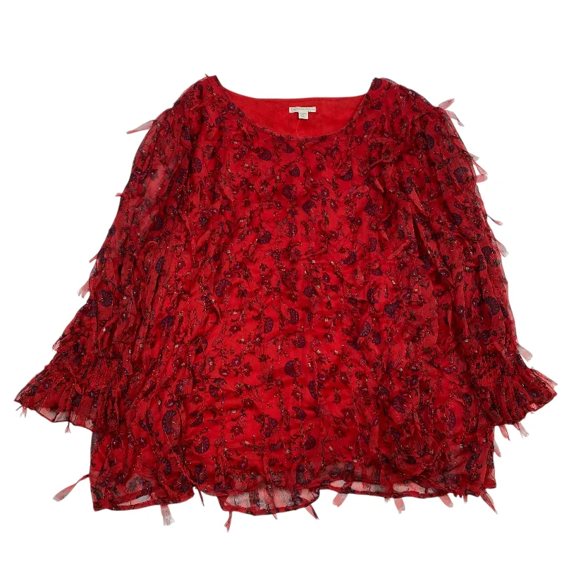 women's tops for those who believe in expressing their individuality through fashionTop Long Sleeve By Cato In Red, Size: 4x