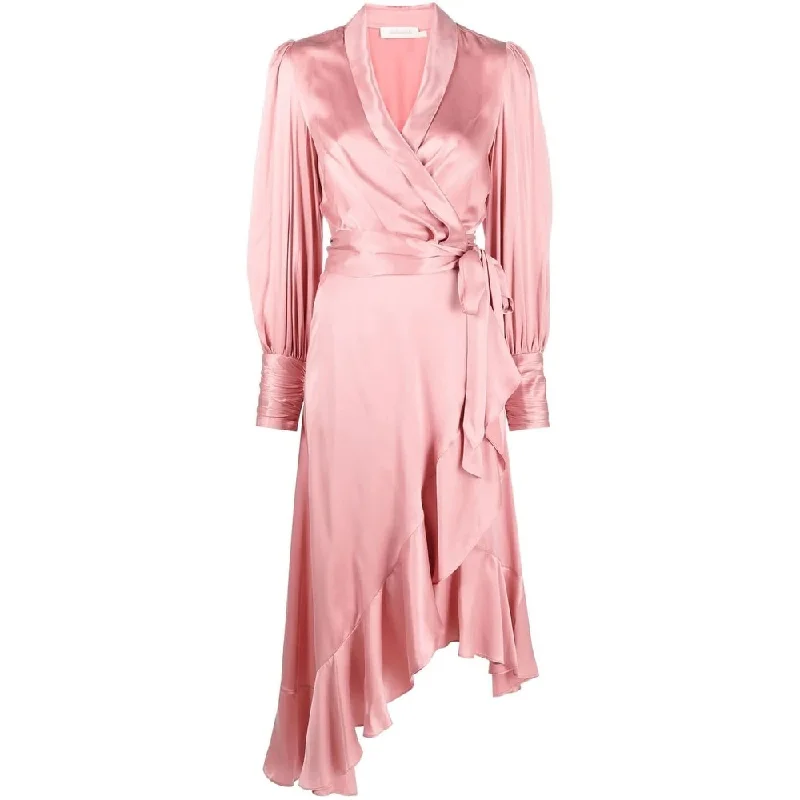 Casual DressZimmermann Silk Wrap Midi Dress Lipstick