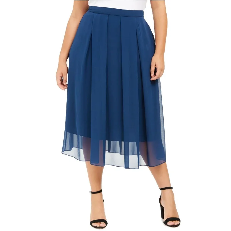 women's pear-shaped body dressesAnne Klein Women's Plus Size Pleated Midi Skirt Dark Blue Size 2X