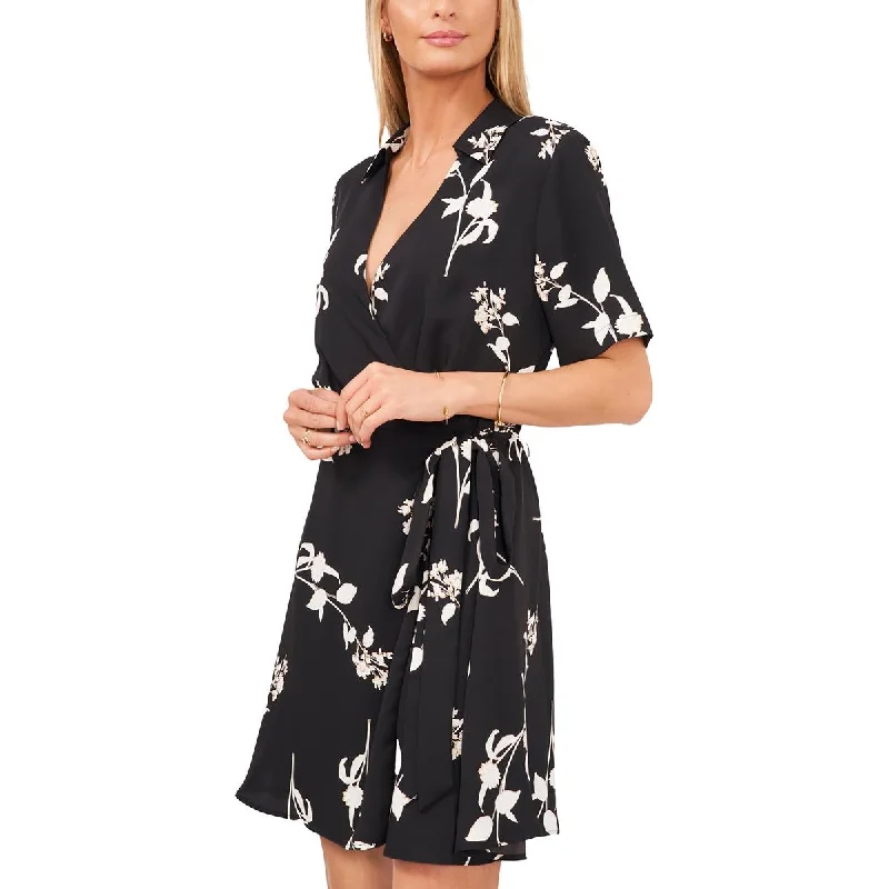 Nursing DressVince Camuto Womens Puff Sleeve Mini Wrap Dress