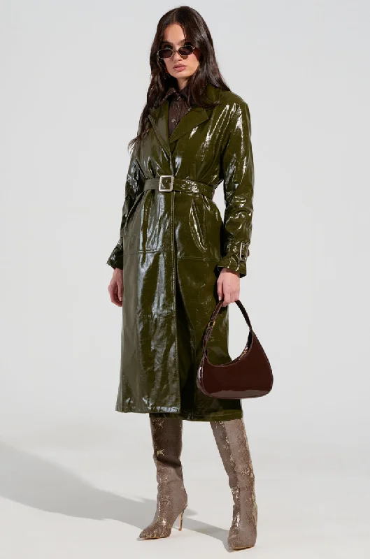 eco-friendly women's coatsON THE FLY FAUX LEATHER TRENCH