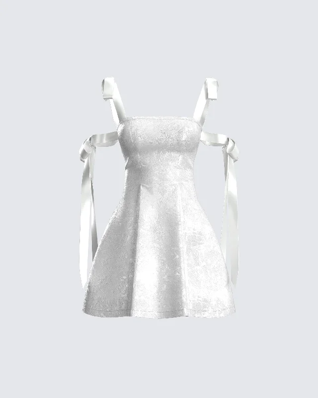 Sequined DressValeria White Satin Mini Dress