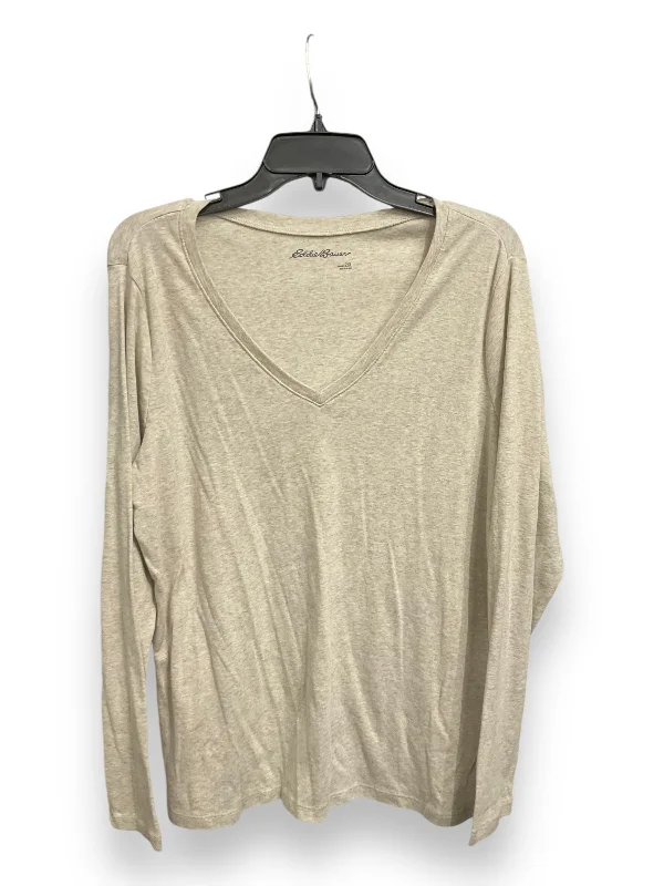 spaghetti strap women's topsTop Long Sleeve Basic By Eddie Bauer In Tan, Size: Xxl