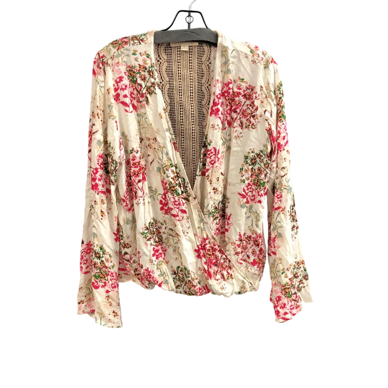 plus-size women's topsTop Long Sleeve By Love Stitch In Floral Print, Size: M