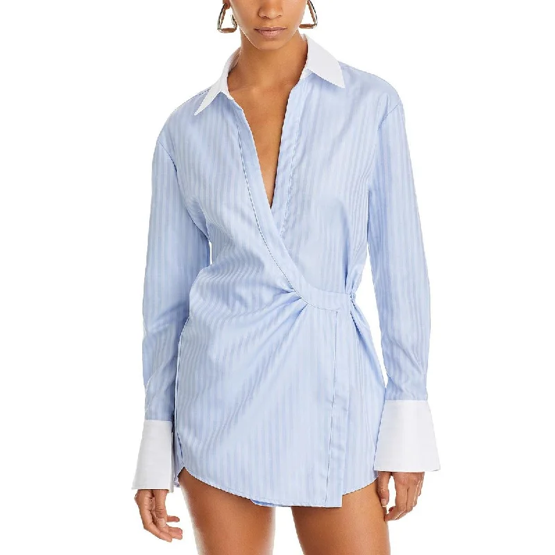 women's bell-sleeved dressesSer.o.ya Womens Joy Collared Mini Shirtdress