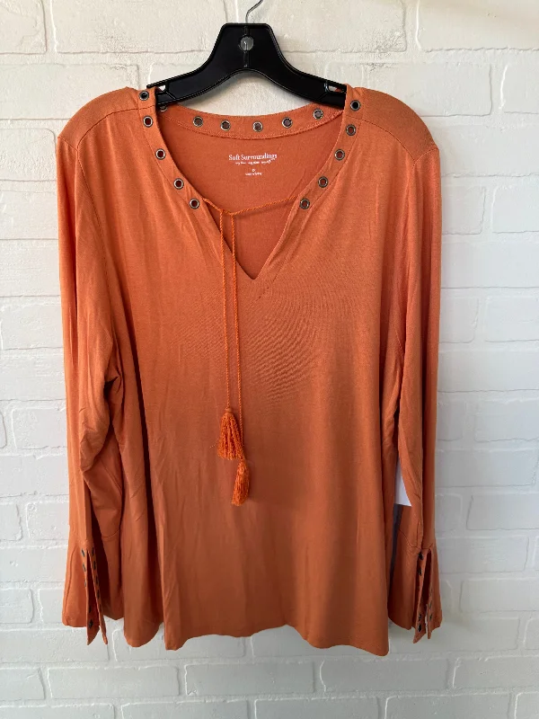 women's tops for those who value both quality and affordabilityTop Long Sleeve By Soft Surroundings In Orange, Size: 1x