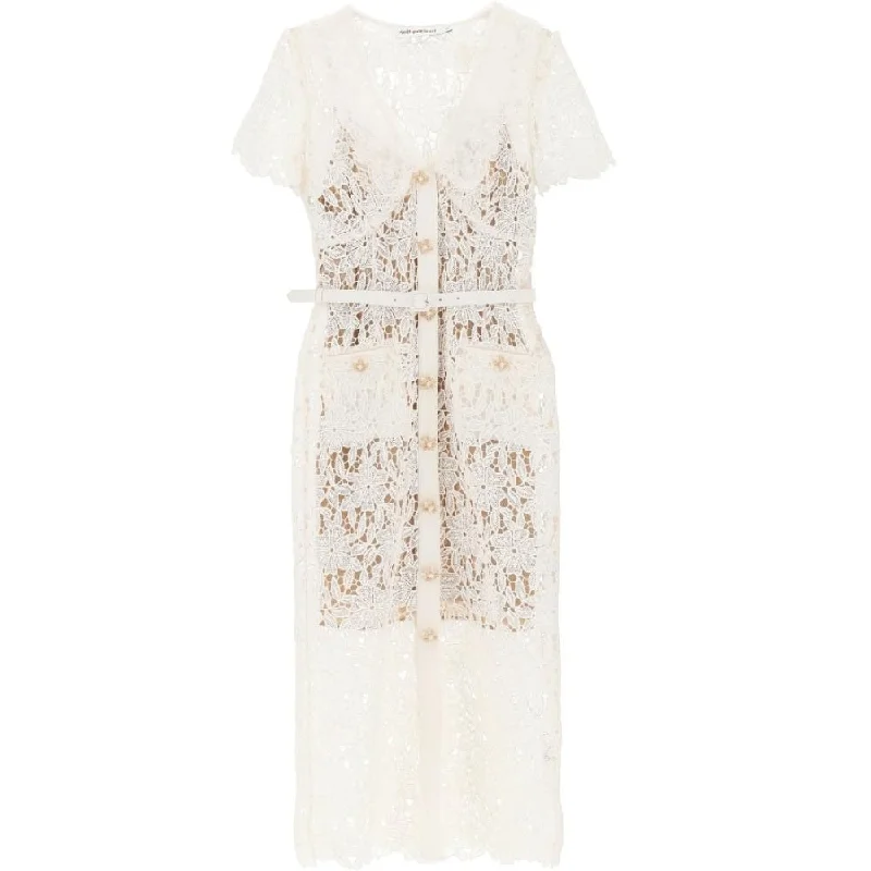 Metallic DressSelf Portrait Women's Cream Lace Midi Dress