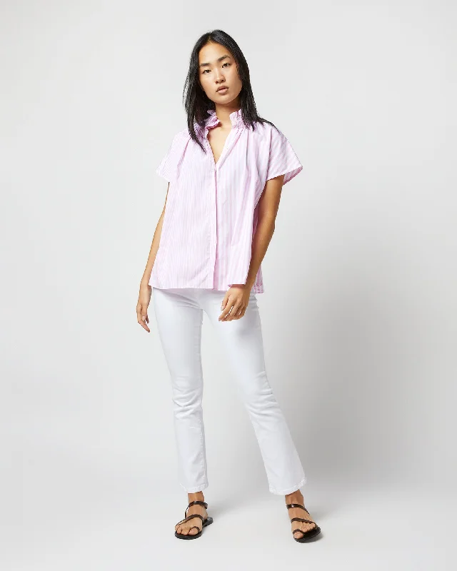 cozy women's tops for fall and winterAtelier Kami Top in Pink Mixed Stripe Poplin