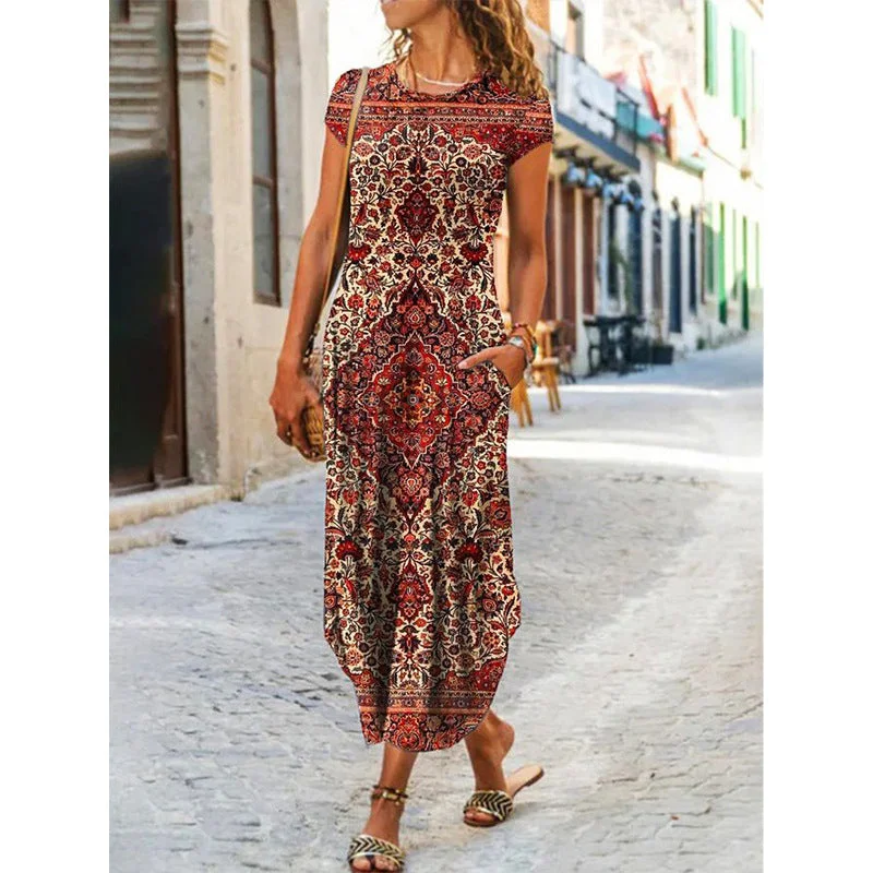 women's minimalist dressesLittle Miss Floral Pocketed High Low Tiered Maxi Dress