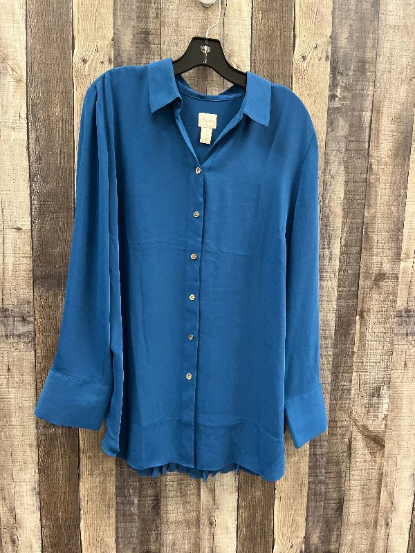 women's tops for those who want to add a personal touch to their wardrobe with unique and one-of-a-kind piecesBlouse Long Sleeve By Chicos In Teal, Size: Xl