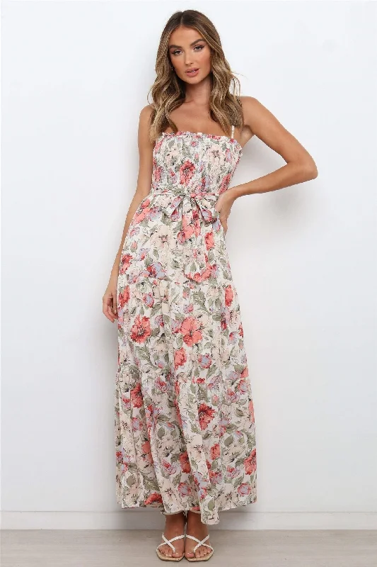 women's unique dressesLove In The Air Tiered Floral Maxi Dress