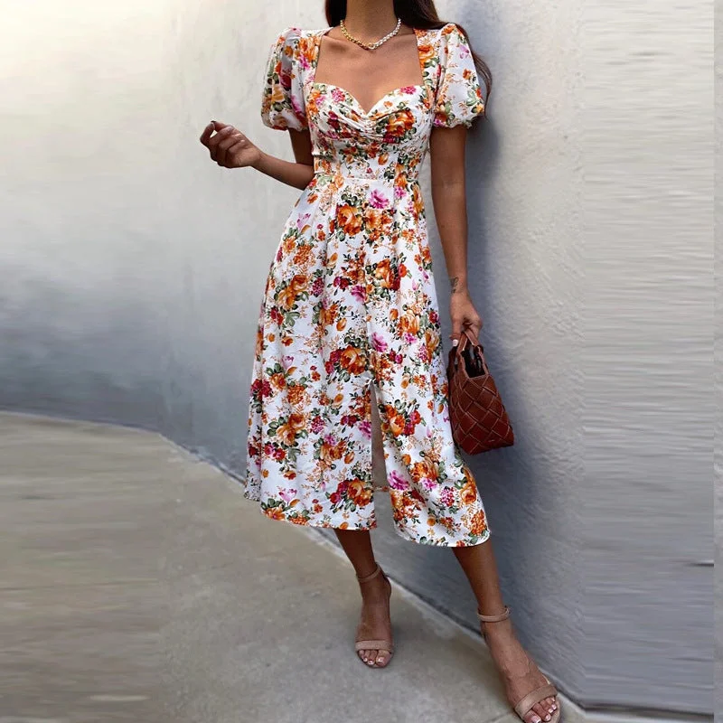 women's bell-sleeved dressesLet A Smile In Floral Maxi Dress