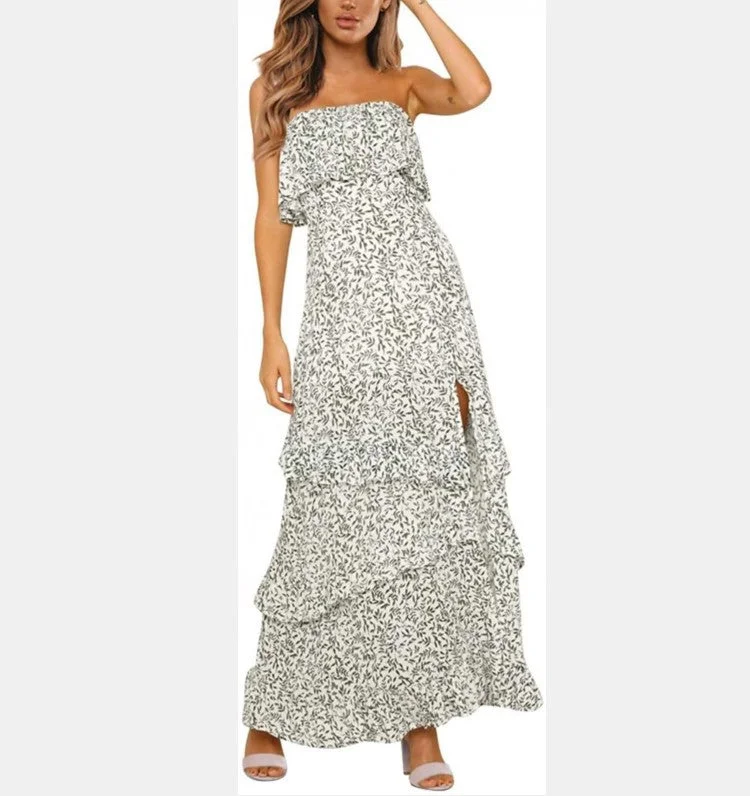 Striped DressNaiza Strapless Floral Maxi Dress - Sand