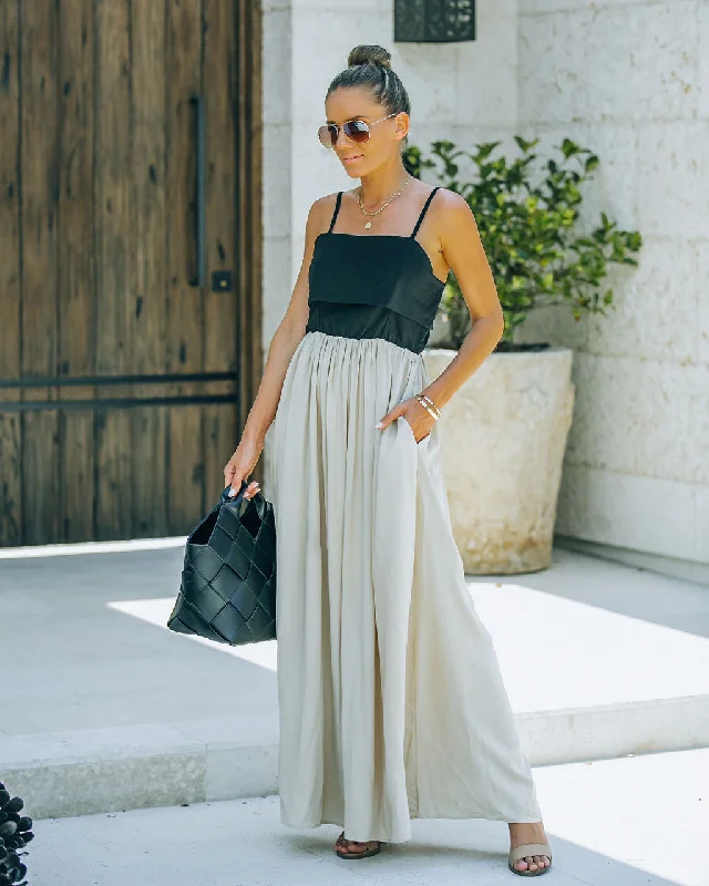 Button-Down DressMarcellus Pocketed Colorblock Maxi Dress - Black Nude