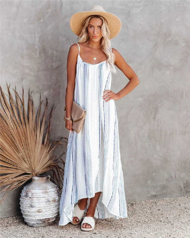 Solid Color DressEl Cerrito Tiered Tassel Tie Maxi Dress