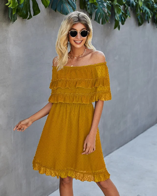 women's pear-shaped body dressesPanache Off The Shoulder High Low Maxi Dress - Sunflower