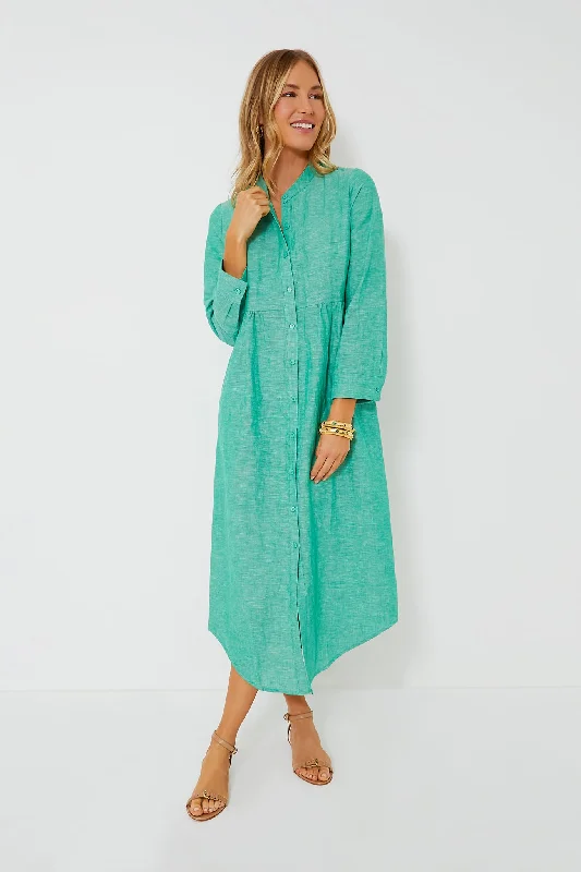 Bohemian DressSea Green Linen Lydell Maxi Dress