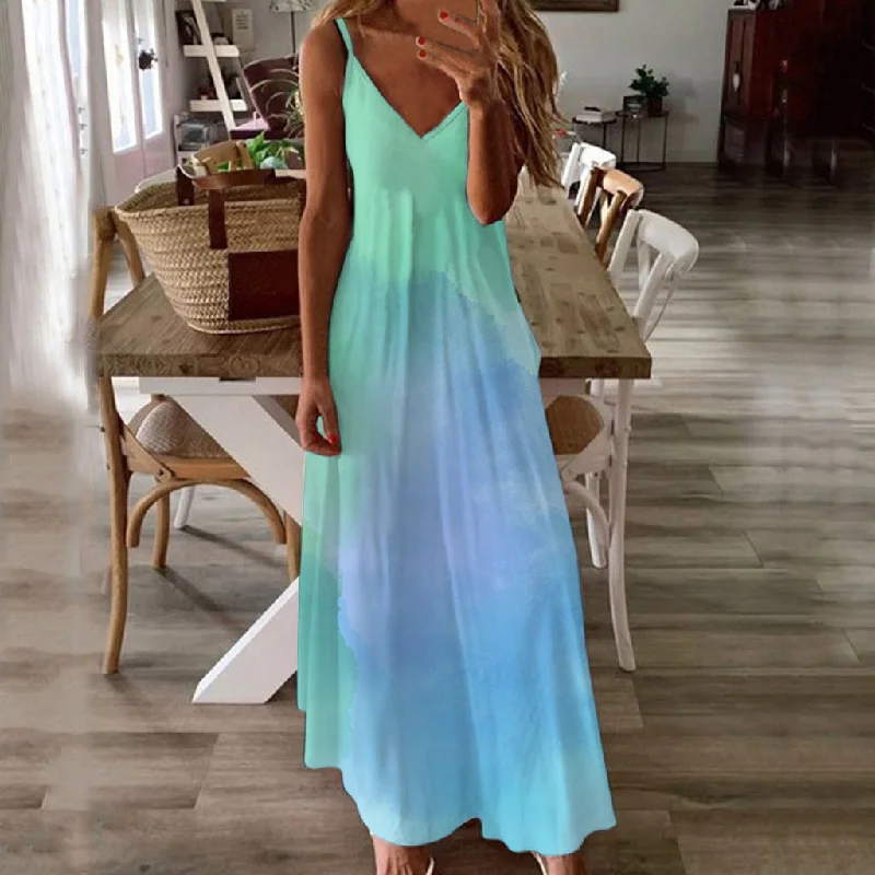 High-Neck DressMockingbird Satin Ruched Ombre Maxi Dress