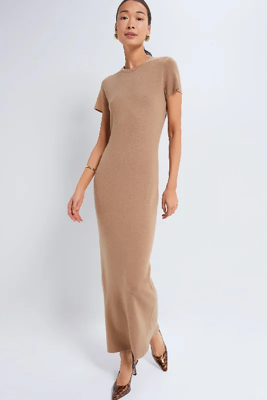 women's empire-line dressesTan Cashmere T-Shirt Maxi Dress