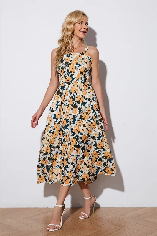 Retro DressNisha Floral Button Down Tiered Maxi Dress