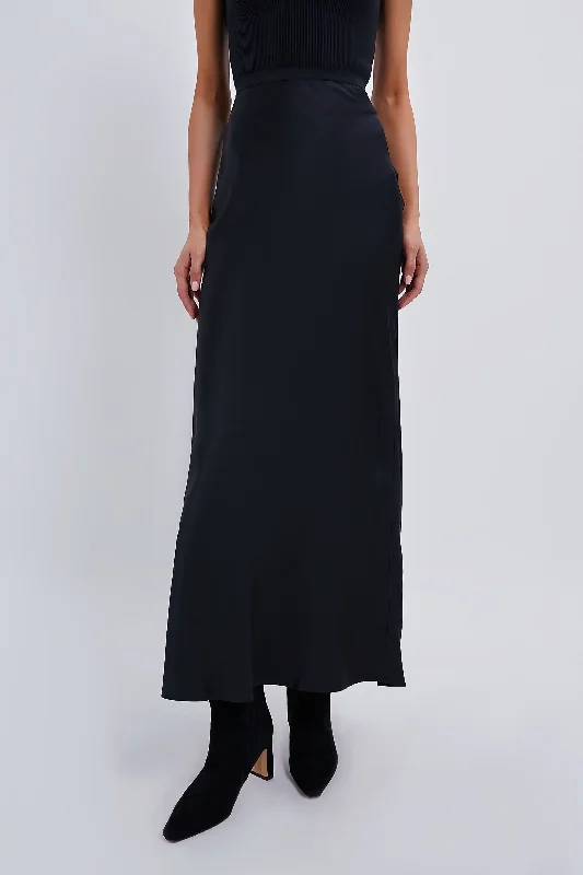 women's bow dressesBlack Bar Silk Maxi Skirt