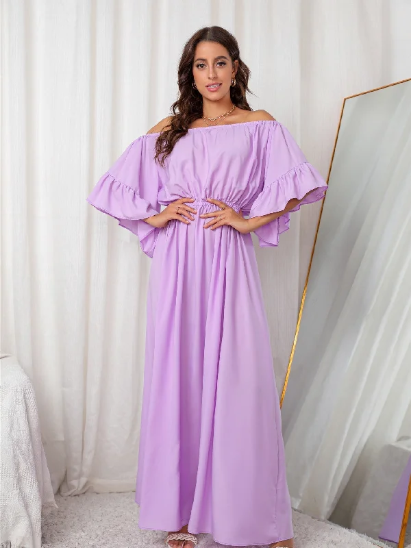 women's petite dressesKittenAlarm - Off Shoulder Short Sleeve Maxi Dress