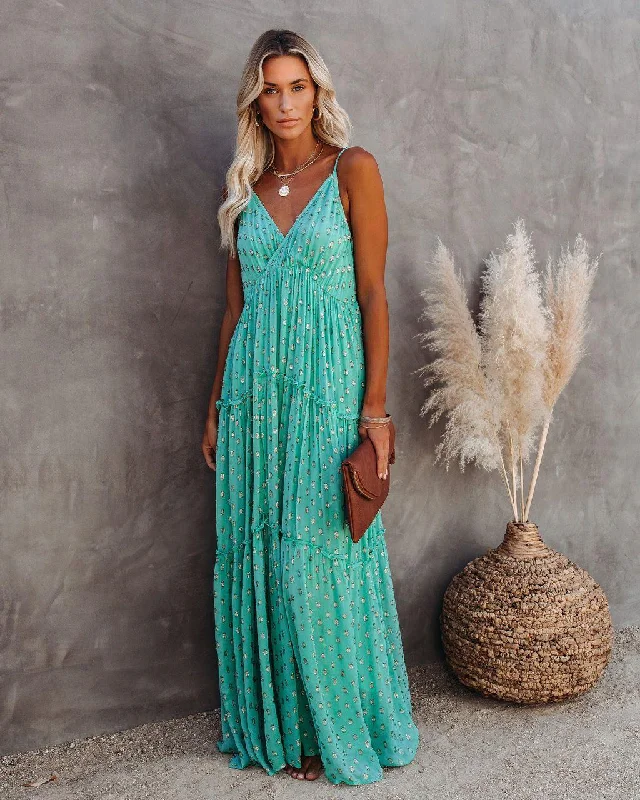 women's bridesmaid dressesOdessa Metallic Detailed Maxi Dress - Teal