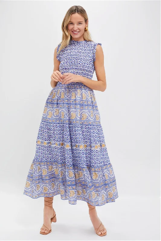 women's fair-trade dressesVeranda Blue Sleeveless Smocked Maxi Dress