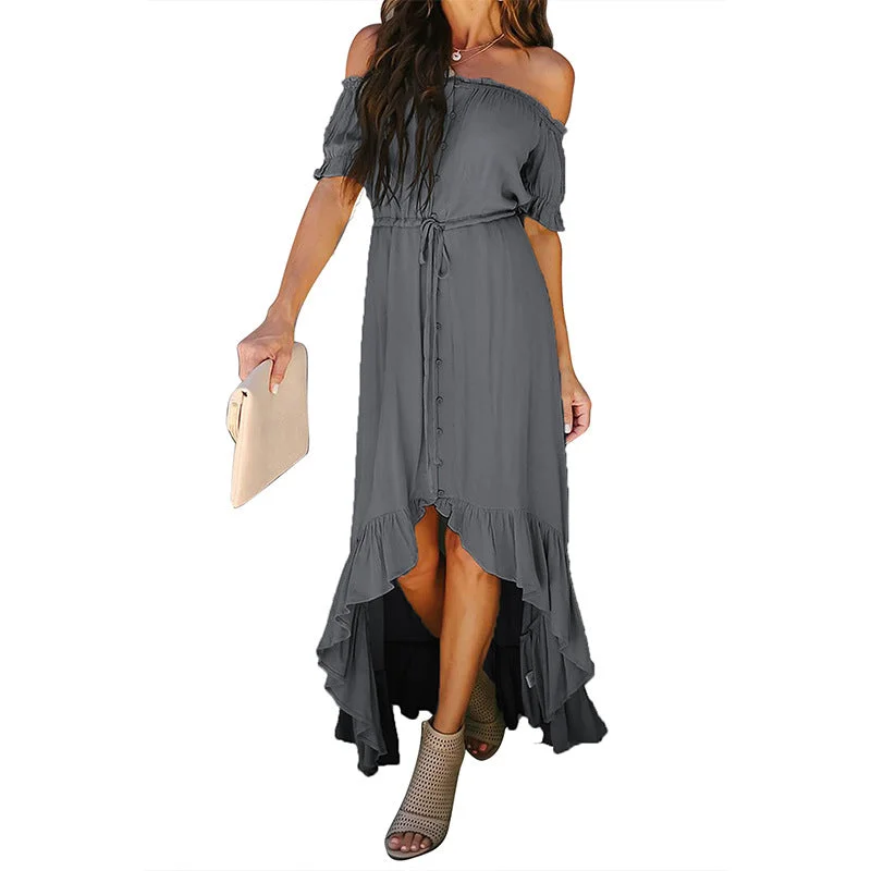 Jersey DressMy Forte Off The Shoulder High Low Maxi Dress