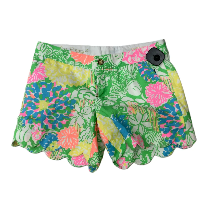 women's mid-rise shortsGreen & Yellow  Shorts Designer By Lilly Pulitzer  Size: 00