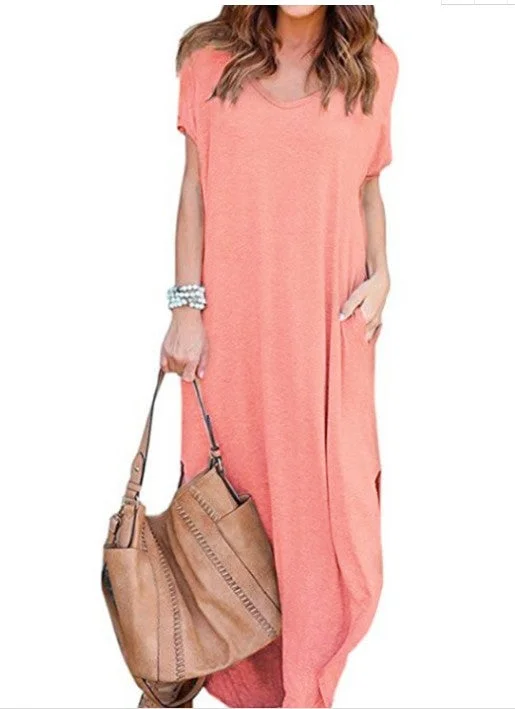 Laced-Up DressShantae Pocketed Knit Maxi Dress - Peach