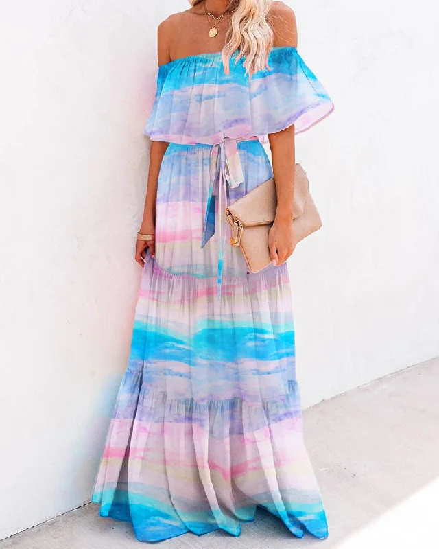 Neon DressNice Cotton Pocketed Off The Shoulder Maxi Dress